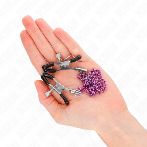 KINK Zaciski Łańcuszkowe na sutki 30 cm fioletowe - metalowa konstrukcja