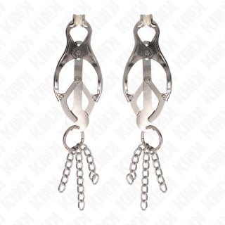 KINK Zaciski na sutki japońskie z łańcuszkami srebrne, metalowe