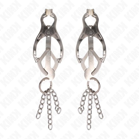 KINK Zaciski na sutki japońskie z łańcuszkami srebrne, metalowe