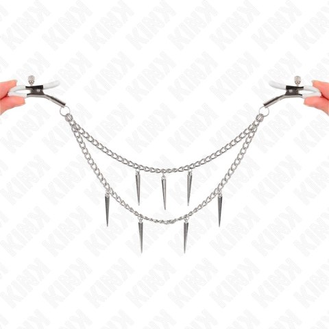 KINK Zaciski na sutki z łańcuszkami 30 cm - metalowe, regulowane