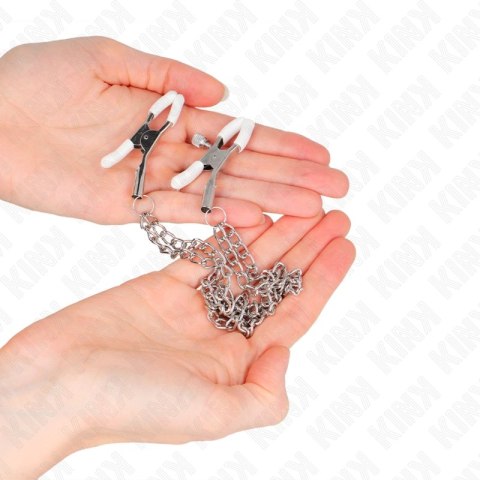 KINK Zaciski na sutki z podwojnym łańcuchem srebrnym 20/23 cm