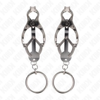 KINK Zaciski typu koniczyna na sutki, metalowe, srebrny, regulacja