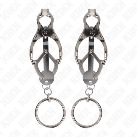 KINK Zaciski typu koniczyna na sutki, metalowe, srebrny, regulacja