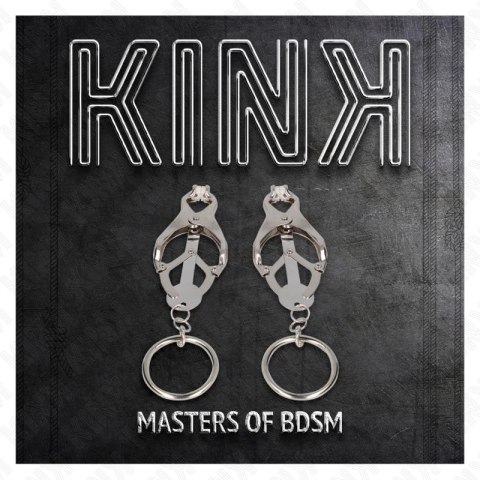 KINK Zaciski typu koniczyna na sutki, metalowe, srebrny, regulacja