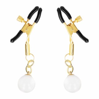 KINK Zaciski z koralikami szklanymi złote 6 cm - akcesoria do stylizacji