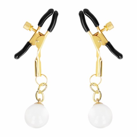 KINK Zaciski z koralikami szklanymi złote 6 cm - akcesoria do stylizacji