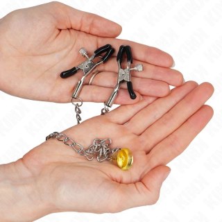 KINK Zaciski z łańcuszkiem i zawieszką - metalowe, 30 cm, chrom