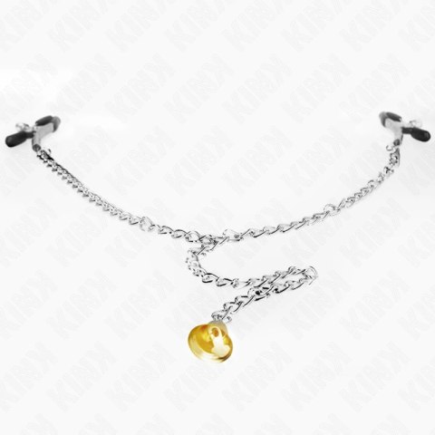 KINK Zaciski z łańcuszkiem i zawieszką - metalowe, 30 cm, chrom