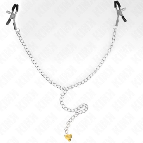 KINK Zaciski z łańcuszkiem i zawieszką - metalowe, 30 cm, chrom
