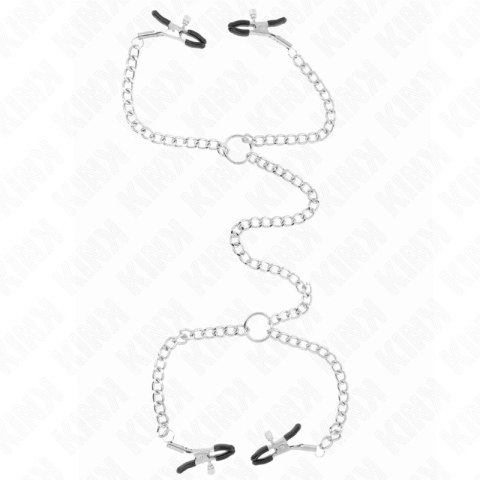 KINK Zestaw 4 zaciskow z łańcuszkami 32 cm - metalowe, z łańcuszkami 14 cm