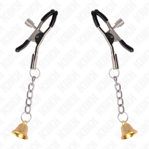 KINK Złota zawieszka z dzwonkiem zaciski na sutki 6 cm metal regulacja