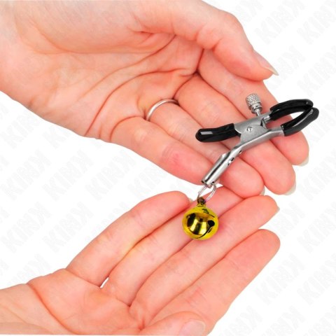 Kink Zacisk na sutek pojedynczy z dzwonkiem złoty 6 cm