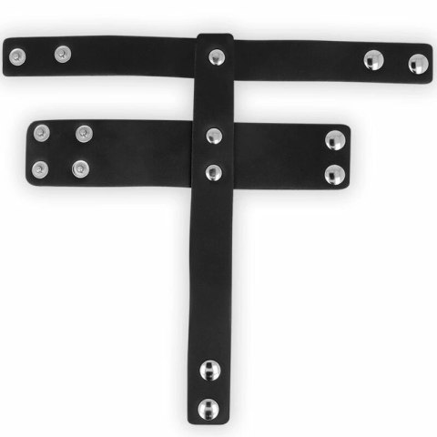 OHMAMA Fetish Leather - Pasek z blokadą, stal nierdzewna, 9,5 cm