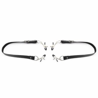 OHMAMA Fetish - Zaciski z regulowanymi paskami na uda, czarny