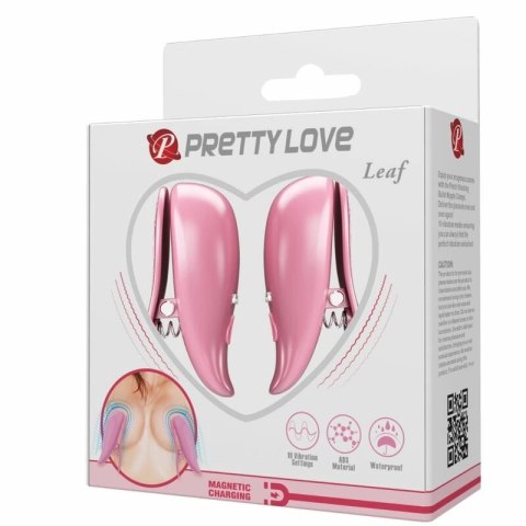 Pretty Love Leaf wibrujące klipsy magnetyczne rożowe 10 trybow USB