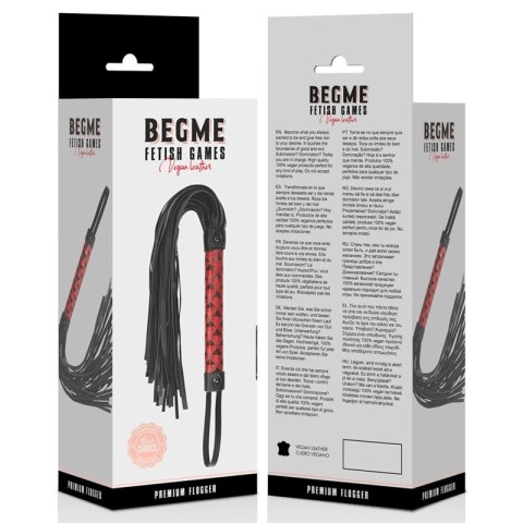 BEGME Flogger Red Edition wegańska skora neopren nikiel-free