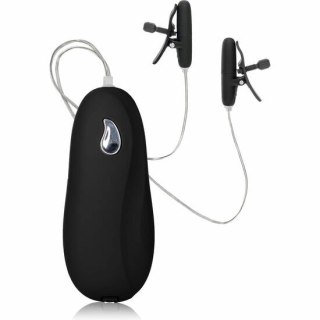 CalExotics Nipple Play zaciski z wibracją, czarne, regulowane, ABS