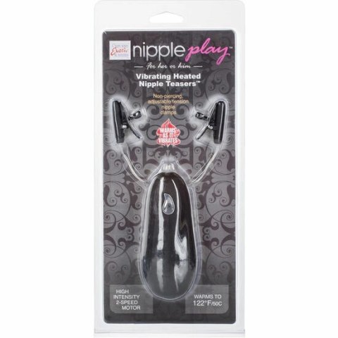 CalExotics Nipple Play zaciski z wibracją, czarne, regulowane, ABS