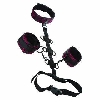 CalExotics Scandal Collar Body Restraint czerwono-czarny komplet z kołnierzem