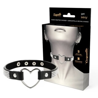 Coquette Chic Desire Choker serduszko, regulowany, skora wegańska, czarny