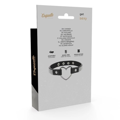 Coquette Chic Desire Choker serduszko, regulowany, skora wegańska, czarny