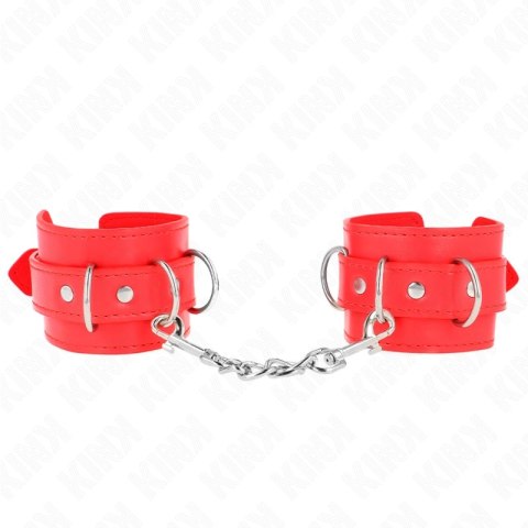KINK Cuffs D-Ring 3 Zapięcia Regulowane Czerwone 17,5-25x6 cm