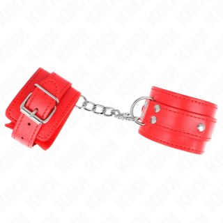 KINK Cuffs D-Ring 3 Zapięcia Regulowane Czerwone 17,5-25x6 cm