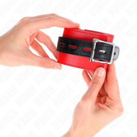 KINK Opaska na nadgarstki regulowana czerwono-czarna 17-28cm x 6cm