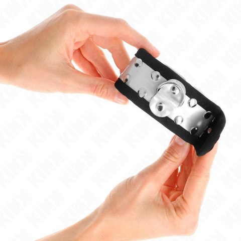 KINK Opaski na Nadgarstki Czarno-Srebrne 30x4cm Regulowane