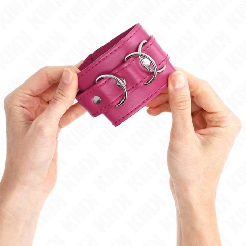 KINK Opaski na Nadgarstki D-Ring Rożowe 3 Zapięcia 17,5-25x6 cm