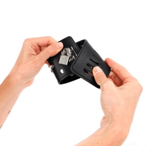 KINK Opaski na Nadgarstki Punkowe z Kolcami 25x6cm Czarny Skorzany