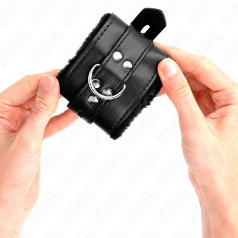 KINK Opaski na Nadgarstki z Futrzanym Wykończeniem Czarny 17-29 cm