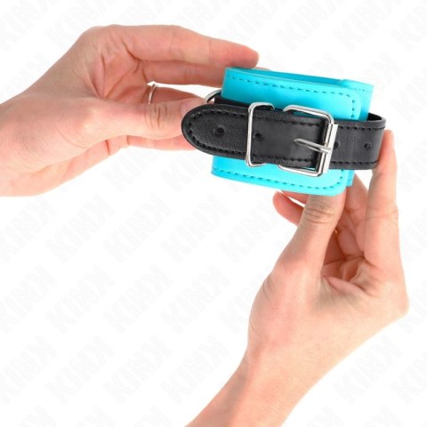 KINK Opaski na Nadgarstki z Haczykiem Niebieskie z Futrem Regulowane