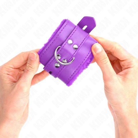 KINK Opaski na nadgarstki futrzane fioletowe regulowane 17-29 cm