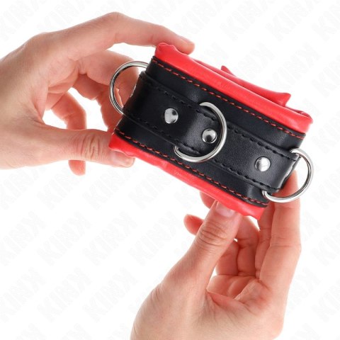 KINK Opaski na nadgarstki z czerwonym futrem, regulowane 20-30 cm x 6 cm