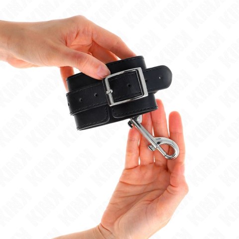 KINK Pasek na nadgarstek czarny, pojedynczy rząd nitow, regulowany 17-28 cm