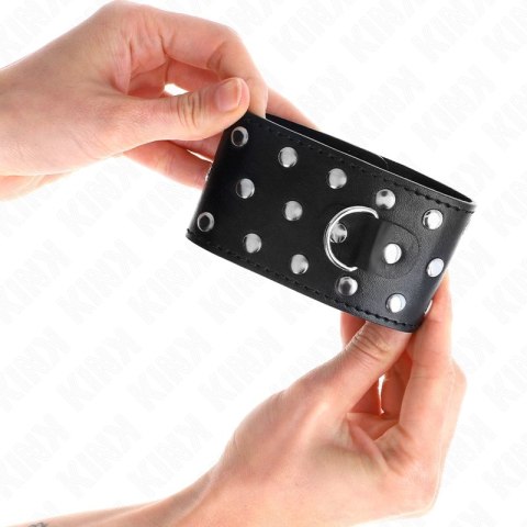 KINK Punk Opaski na Nadgarstki z Regulacją 19-24 cm Czarny 5,5 cm