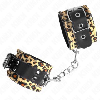 KINK Skorzane Opaski na Nadgarstki Leopard Regulowane 18-29 cm