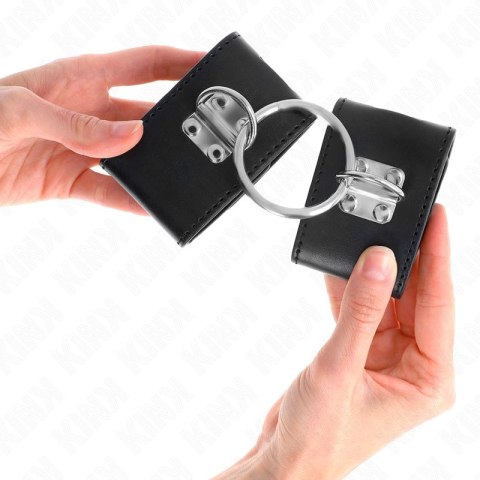 KINK Stalowe Obejmy Nadgarstkowe z Zamknięciem i Kłodką, Czarny, 16-23 cm