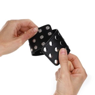 KINK Zapinane mankiety na nadgarstki, czarne, regulowane 19-24 cm