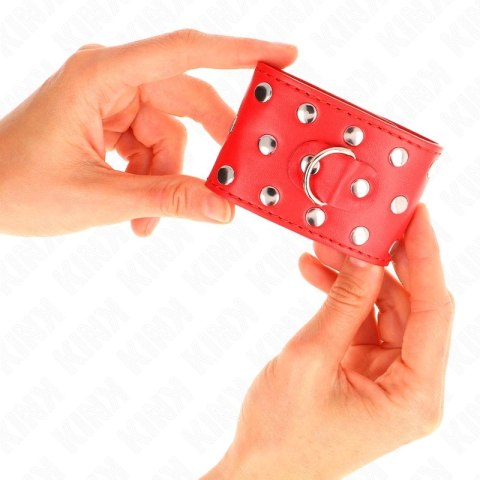 KINK Zapinane opaski na nadgarstki z nitami, czerwone, regulowane 19-24 cm