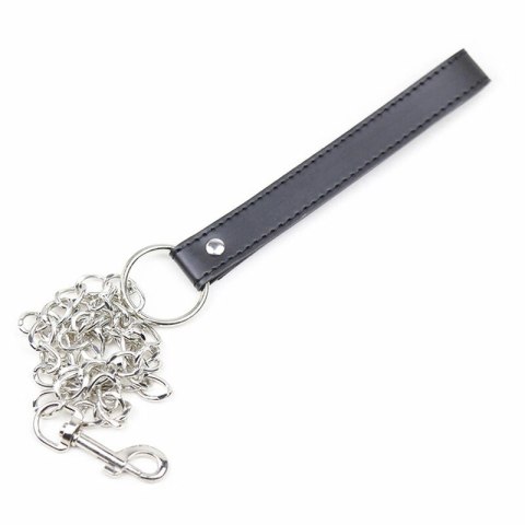 OHMAMA Fetish - Naszyjnik z 3 pierścieniami, skorzany, regulowany