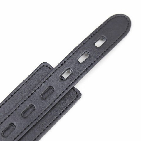 OHMAMA Fetish - Naszyjnik z 3 pierścieniami, skorzany, regulowany