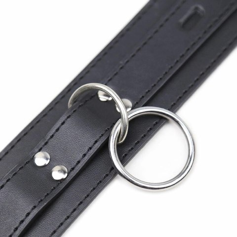 OHMAMA Fetish - Naszyjnik z 3 pierścieniami, skorzany, regulowany