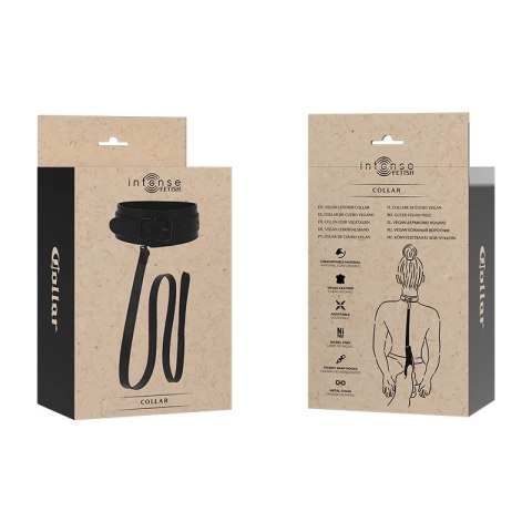 Intense Fetish Kołnierz Skora Wegańska Regulowany Czarny