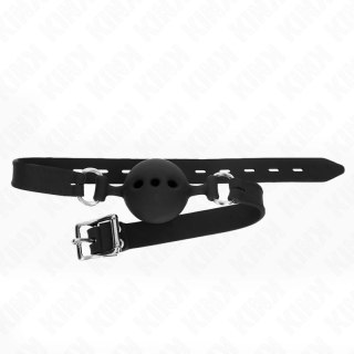 KINK Gag silikonowy z kulką 5 cm, regulowany, rozmiar L, czarny