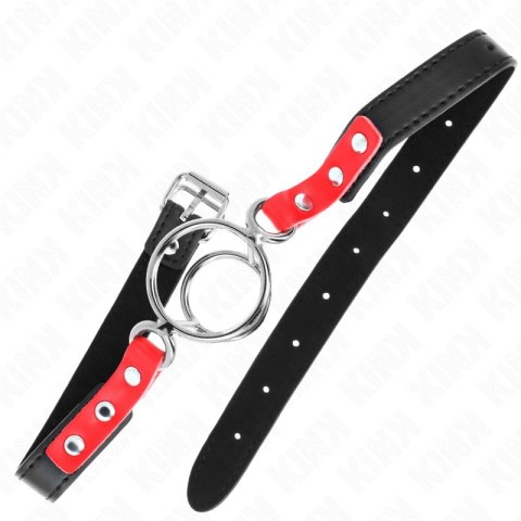 KINK Gag z wieloma O-ringami 4/4,8 cm czerwony - regulowany pasek