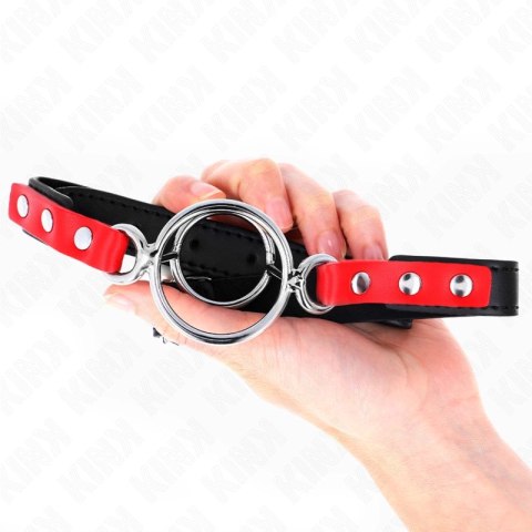 KINK Gag z wieloma O-ringami 4/4,8 cm czerwony - regulowany pasek