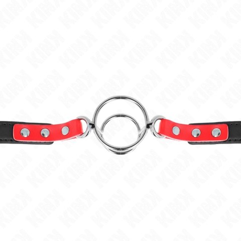 KINK Gag z wieloma O-ringami 4/4,8 cm czerwony - regulowany pasek