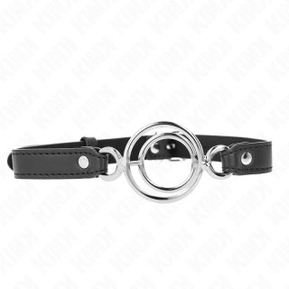 KINK Gag z wieloma O-ringami 5 cm czarny, regulowany 63x2,5 cm